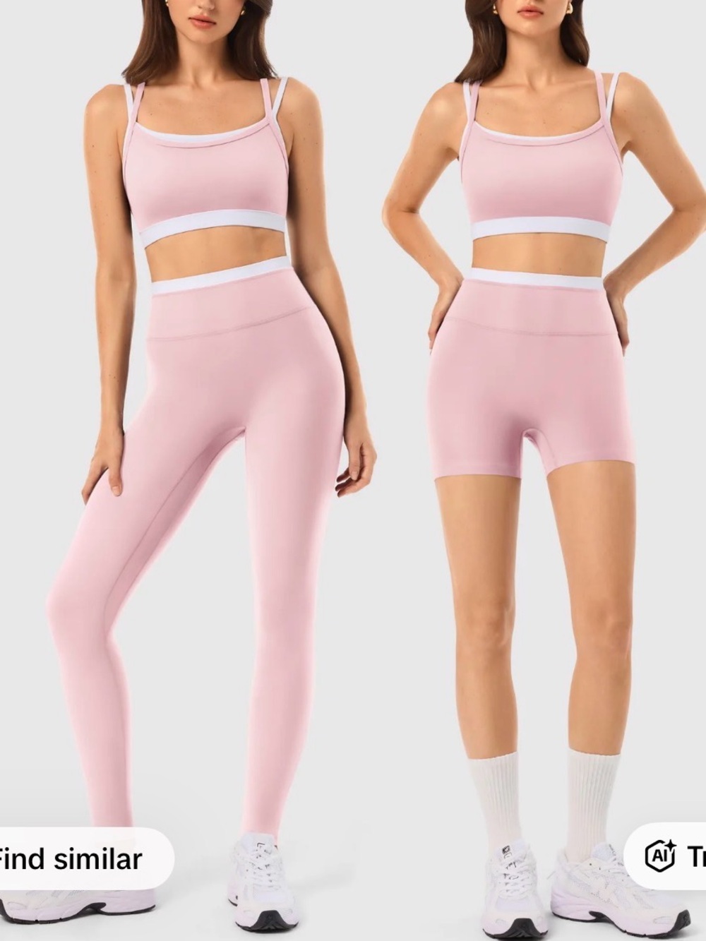 Seamless Light Pink Sports Bra & High-Waist Leggings Yoga Workout Matching Set